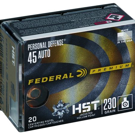 Federal P45HST2S Premium Personal Defense 45ACP 230gr HST Jacketed Hollow Point 20 Per Box/10 Case