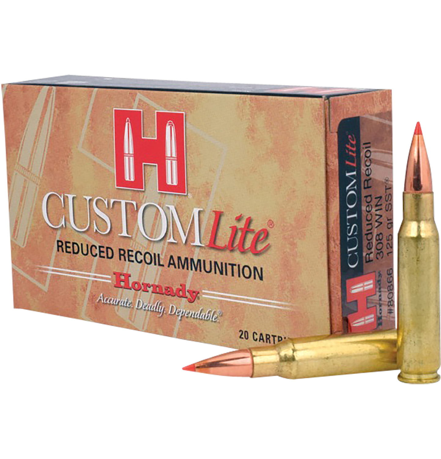 Hornady 80866 Custom Lite 308Win 125gr Super Shock Tip 20 Per Box/10 Case