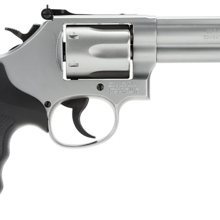 Smith & Wesson 162662 Model 66  357 Mag or 38 S&W Spl +P Stainless Steel 4.25" Barrel, 6 Shot Matte Stainless Steel K-Frame, Red Ramp Front/White Outline Rear Sights, Internal Lock