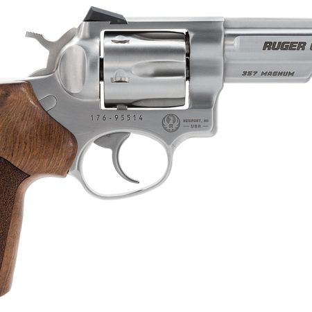 Ruger 1754 GP100 Match Champion Medium Frame 357 Mag 6rd 4.20" Satin Stainless Steel Half-Lug Barrel, Cylinder & Frame, Hogue Stippled Hardwood Grip, Transfer Bar Safety, Exposed Hammer