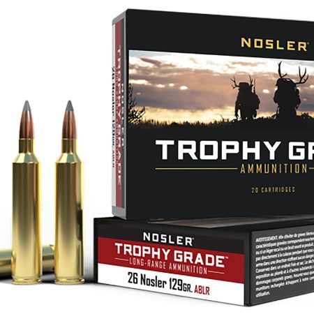 Nosler 60110 Trophy Grade Long-Range 26Nosler 129gr Nosler Spitzer AccuBond Long Range 20 Per Box/10 Case