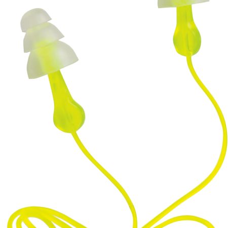 Peltor 97317 Tri-Flange Reusable Earplugs Polymer 26 dB In The Ear Yellow Buds with Yellow Cord Adult 3 Pair