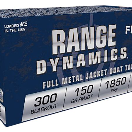 Fiocchi 300BLKC Range Dynamics  300Blackout 150gr Full Metal Jacket Boat Tail 50 Per Box/10 Case