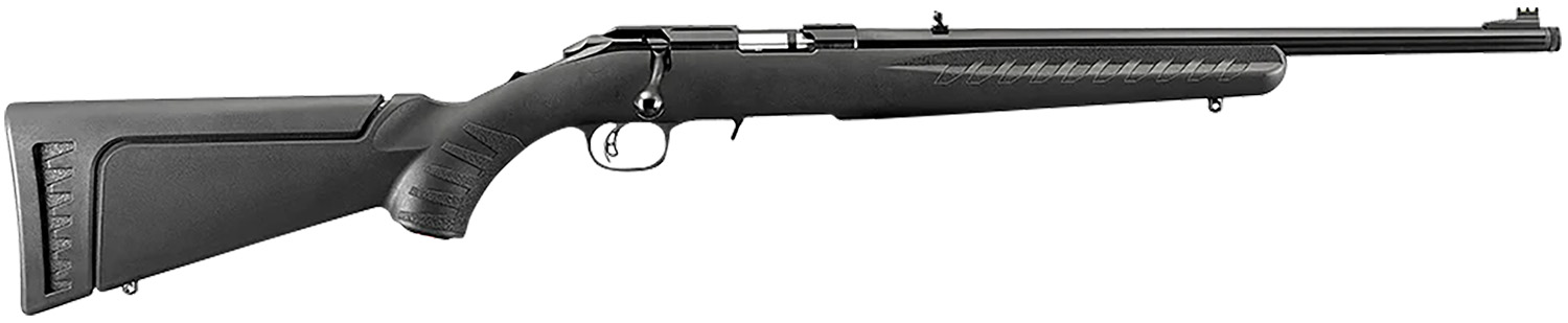 Ruger 8312 American Rimfire Full Size 17 HMR 9+1 18" Satin Blued Threaded Barrel & Alloy Steel Receiver w/Integral Scope Mount, Black Fixed Synthetic Stock, Right Hand