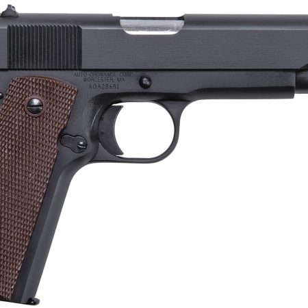 Auto-Ordnance 1911BKO 1911  45 ACP  5" Barrel 7+1, Matte Black Carbon Steel Frame, Serrated Slide, Checkered Brown Polymer Grip, Manual Safety