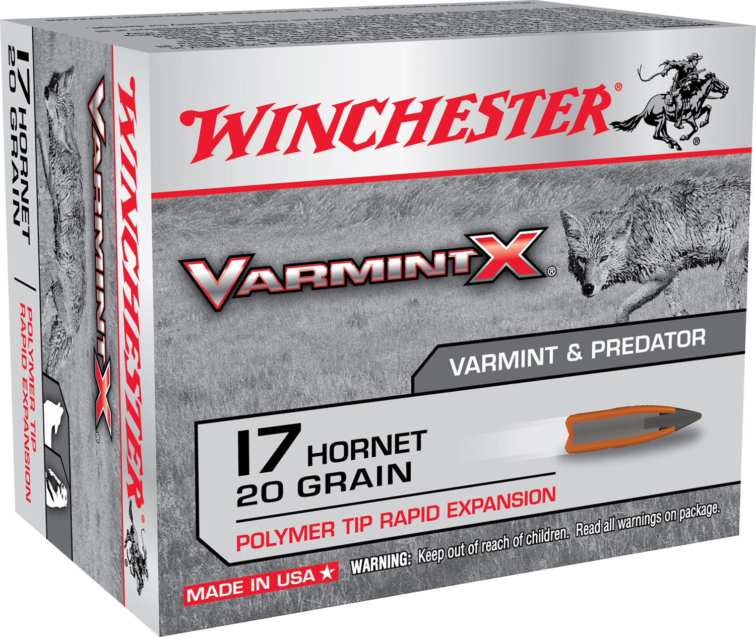 Winchester Ammo X17P Varmint X 17Hornet 20gr Polymer Tip Rapid Expansion 20 Per Box/10 Case