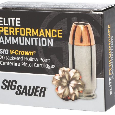 Sig Sauer E40SW220 Elite Performance  40S&W 180gr V-Crown Jacketed Hollow Point 20 Per Box/10 Case