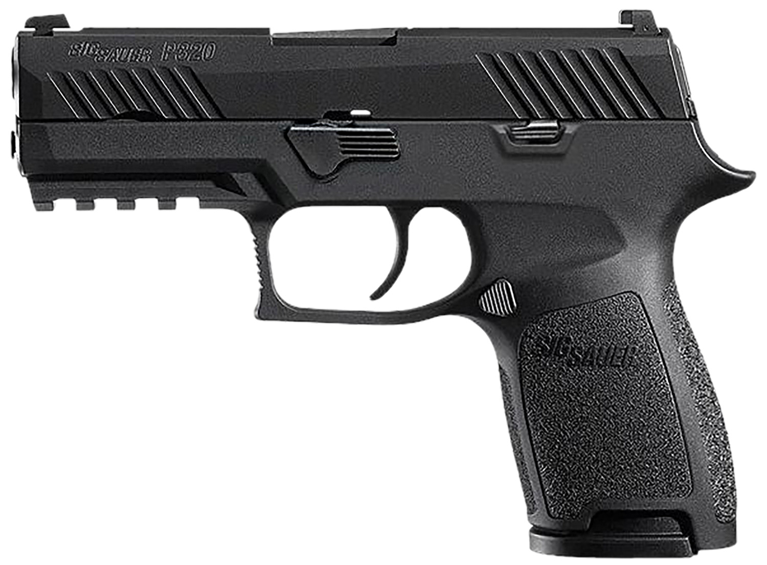 Sig Sauer 320C45BSS P320 Compact 45 ACP 9+1 3.90" Black Carbon Steel Barrel, Black Nitron Serrated Slide, Black Stainless Steel Frame w/Picatinny Rail Black Polymer Grips Right Hand