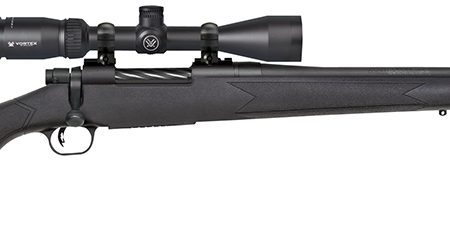 Mossberg 27934 Patriot  270 Win Caliber with 5+1 Capacity, 22" Fluted Barrel, Matte Blued Metal Finish & Black Synthetic Stokc Right Hand (Full Size) Includes Vortex Crossfire II 3-9x40mm Scope