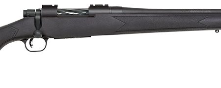 Mossberg 27843 Patriot  Full Size 22-250 Rem 5+1 22" Matte Blued Fluted Barrel, Drilled & Tapped Matte Blued Stainless Steel Receiver, Black Fixed Synthetic Stock, Right Hand