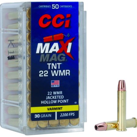 CCI 0063 Maxi-Mag TNT 22WMR 30gr TNT Jacketed Hollow Point 50 Per Box/40 Case