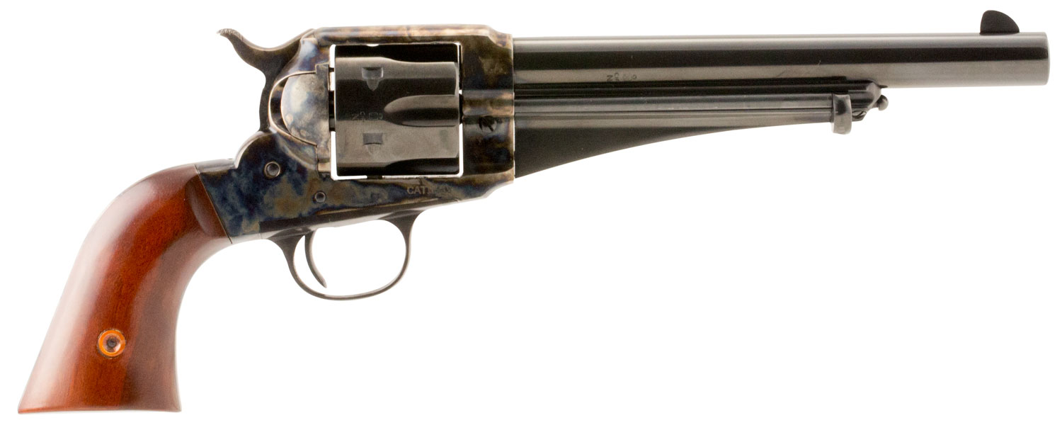 Taylors & Company 550378 1875 Army Outlaw Uberti Large 357 Mag/38 Special 6 Shot 7.50" Blued Round Barrel & Cylinder, Color Case Hardened Steel Frame, Walnut Grip. Exposed Hammer