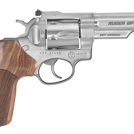 Ruger 1755 GP100 Match Champion Medium Frame 357 Mag 6rd 4.20" Satin Stainless Steel Half-Lug Barrel, Cylinder & Frame, Hogue Stippled Hardwood Grip, Transfer Bar Safety