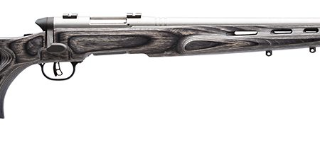 Savage Arms 96972 B.MAG Target Full Size 17 WSM 8+1 22" Matte Stainless Heavy Barrel, Matte Drilled & Tapped Stainless Steel Receiver, Matte Gray Thumbhole Laminate Stock, Right Hand