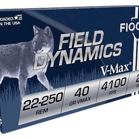 Fiocchi 22250HVB Field Dynamics  22-250Rem 40gr Hornady V Max 20 Per Box/10 Case