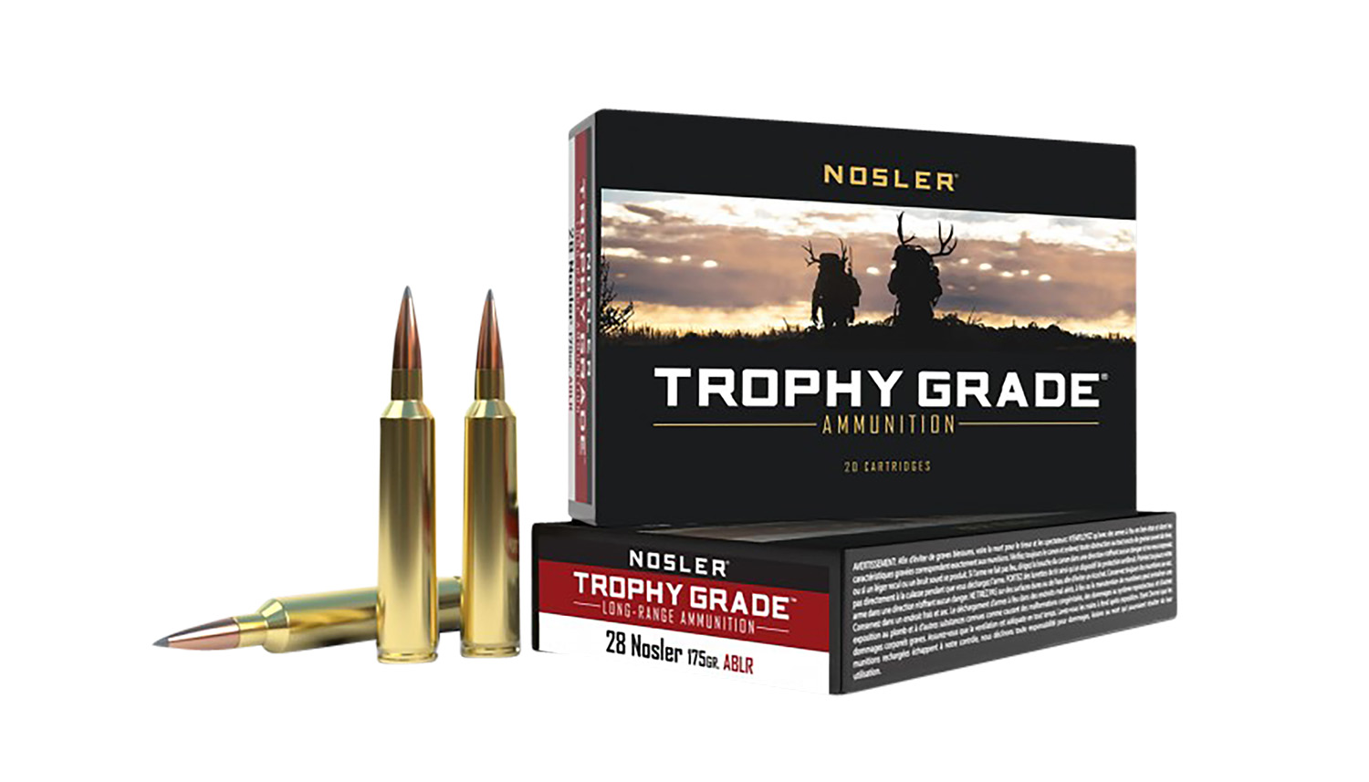 Nosler 60155 Trophy Grade Long-Range 28Nosler 175gr Nosler Spitzer AccuBond Long Range 20 Per Box/10 Case