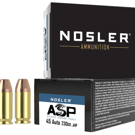 Nosler 51277 Assured Stopping Power Handgun 45ACP 230gr Jacketed Hollow Point 20 Per Box/20 Case