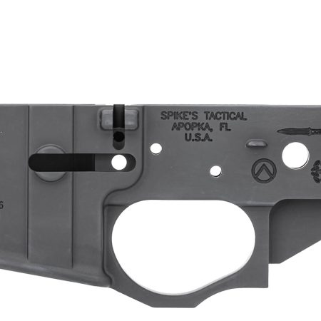 Spikes STLS021 Spartan Stripped Lower Receiver Multi-Caliber 7075-T6 Aluminum Black Anodized for AR-15