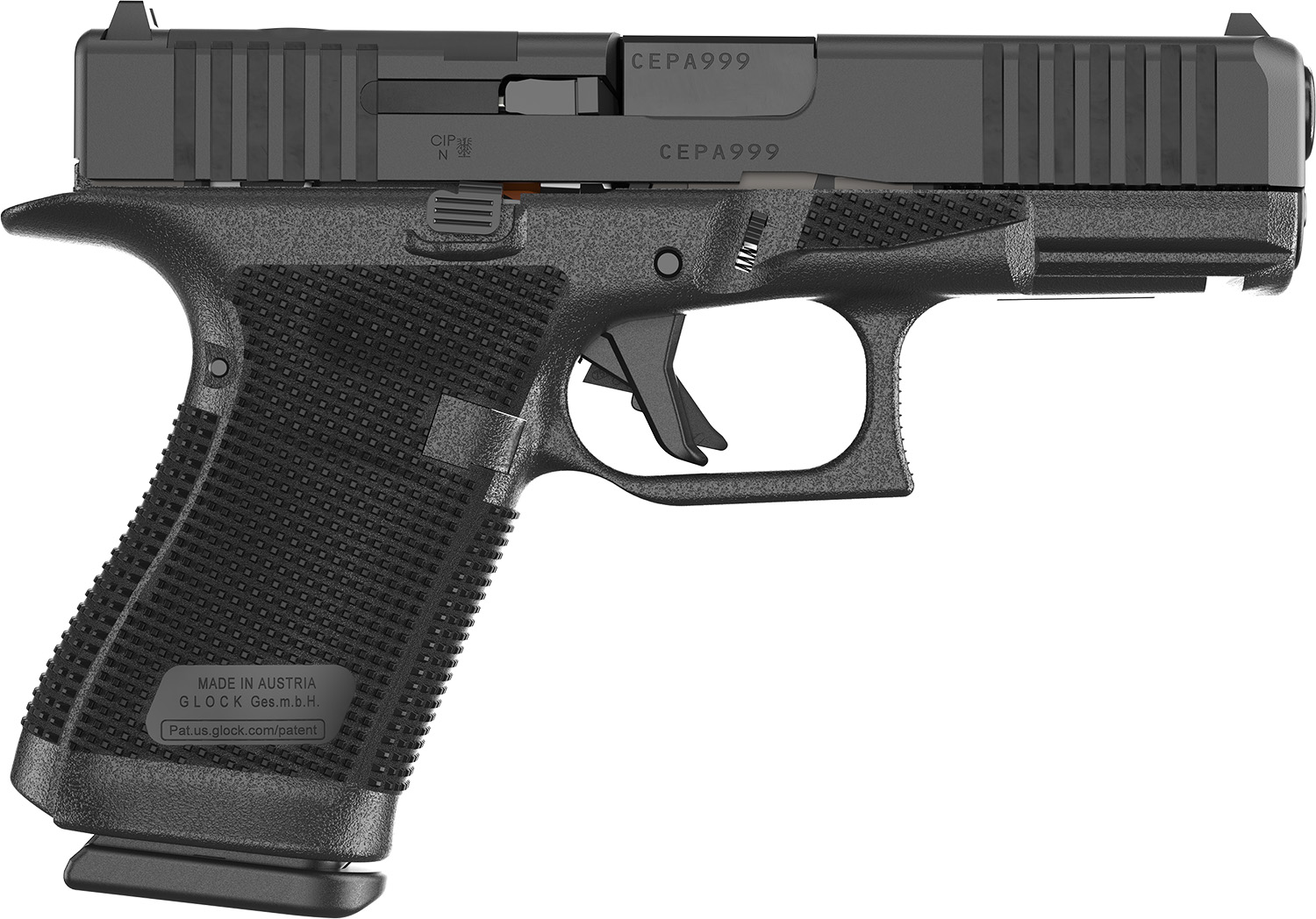 Glock P61950201 G19 Gen6 9mm Luger 10+1 4.02" Black GMB Barrel & Optic Ready/Serrated Slide, Black Polymer Frame w/Accessory Rail, Interchangeable Backstrap Grip, Ambidextrous