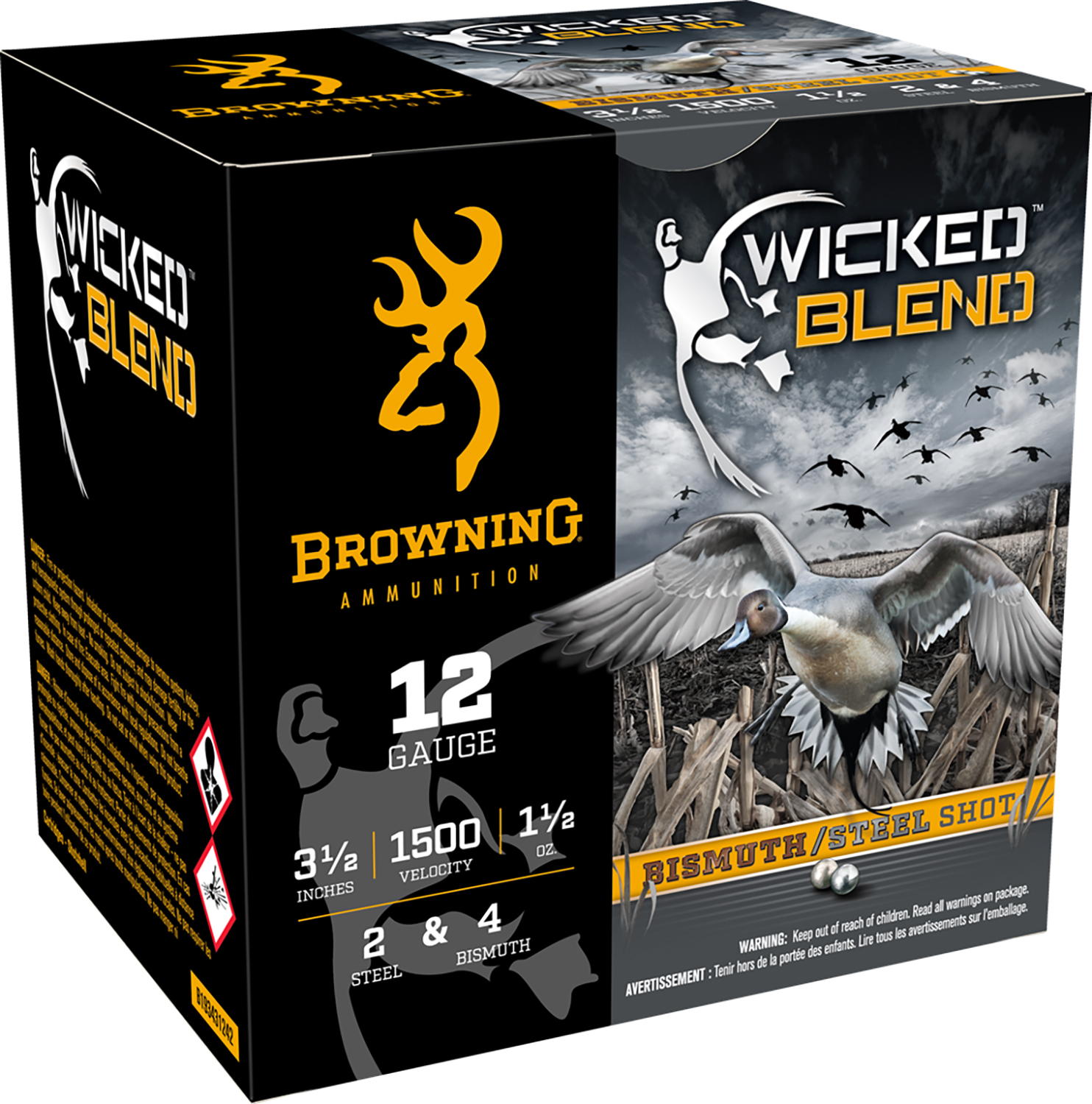 Browning Ammo B193431242 Wicked Blend 12Gauge 3.50" 1 1/2oz 2/4BI Shot 25 Per Box/10 Case