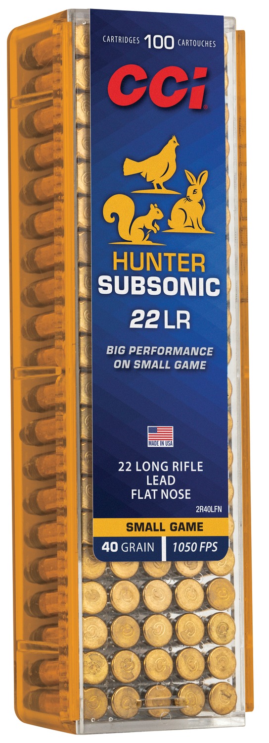CCI 2R40LFN Subsonic 22LR 40gr Lead Flat Nose 100 Per Box