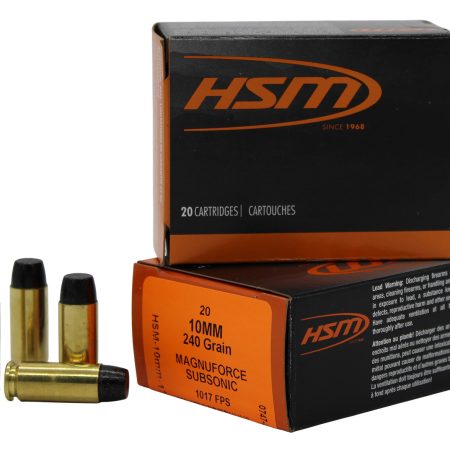 HSM 10MM17N   10mmAuto Subsonic 240gr Hard Cast Long Flat Nose 20 Per Box/20 Case