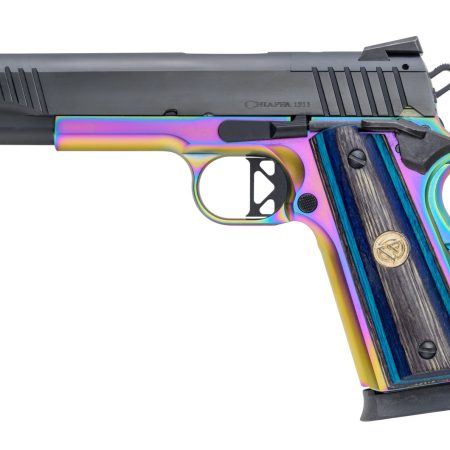 Chiappa Firearms 440237 1911 Superior Full Size Frame 45 ACP 8+1 5" Black Optic Ready/Serrated Slide, Blue Laminate Grip, RMR/RMSc Footprint