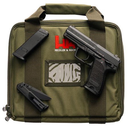 HK 81001398 P8 A1 Final Edition 9mm Luger 10+1 4.25" Black Steel Barrel & Serrated Slide, Black Polymer Frame w/Accessory Rail, Textured Grip, Boker Knife, Green Gun Case