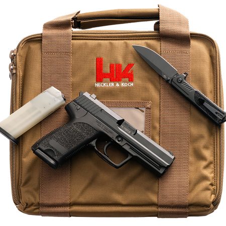 HK 81001397 P8 A1 Final Edition 9mm Luger 15+1 4.25" Black Steel Barrel & Serrated Slide, Black Polymer Frame w/Accessory Rail, Textured Grip, Boker Knife, Tan Gun Case