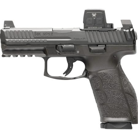 HK 81001357 VP9A1 X w/Optic Full Size Frame 9mm Luger 15+1 4.09" Black Barrel, Black Steel Serrated w/Optic Slide, Black Polymer Frame w/Picatinny Rail, Textured Grip, Vortex CCW