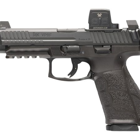 HK 81001351 VP9A1 F w/Optic 9mm Luger 15+1 4.53" Black Barrel & Steel Serrated w/Optic Slide, Black Polymer Frame w/Picatinny Rail, Textured Grip, Vortex CCW