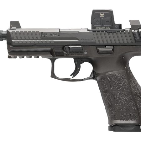 HK 81001364 VP9A1 X Tactical w/Optic Full Size 9mm Luger 20+1 4.70" Black Threaded Barrel, Black Steel Serrated w/Optic Slide, Black Polymer Frame w/Picatinny Rail, Textured Grip, Vortex CCW