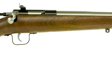Crickett KSA3238 Youth  22 LR 1rd 16.12" Stainless Steel Barrel, Fixed Front/Adjustable Rear Peep Sights, Walnut Stock w/11.5" LOP, Rebounding Firing Pin Safety