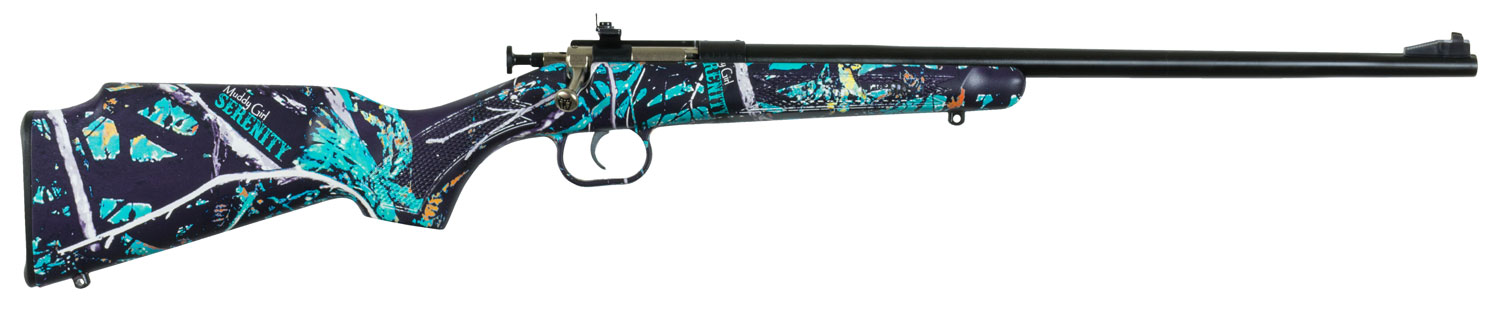 Crickett KSA2172 Youth 22 LR 1rd 16.12" Blued Barrel & Receiver, Fixed Front/Adjustable Rear Peep Sights, Muddy Girl Serenity Synthetic Stock w/11.5" LOP, Rebounding Firing Pin Safety