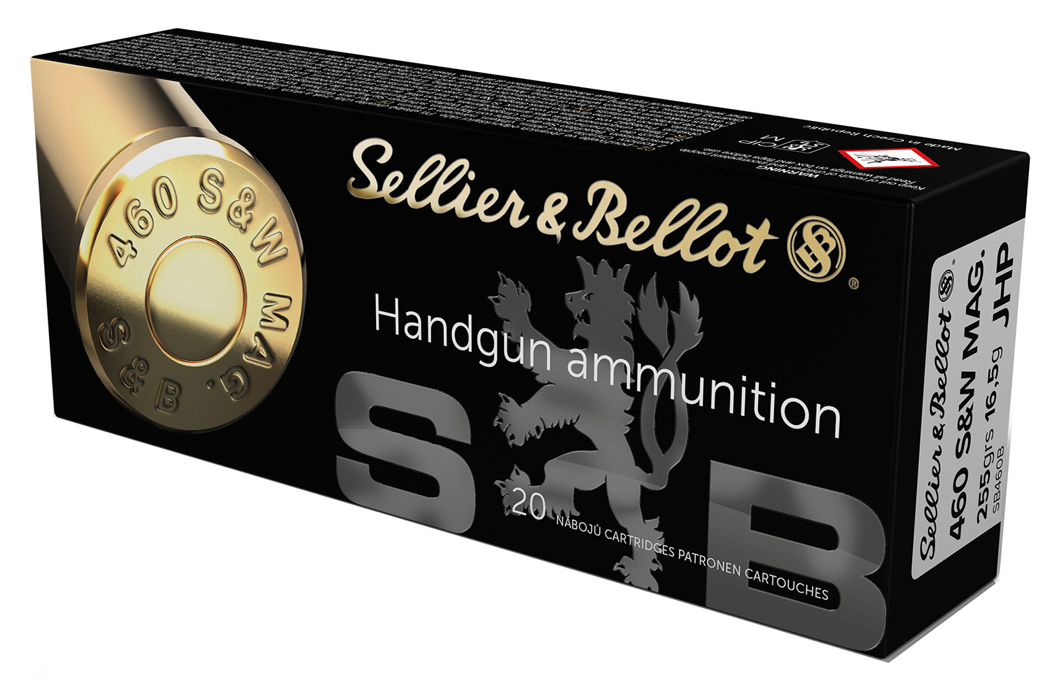 Sellier & Bellot SB460B Handgun 460S&WMag 255gr Jacketed Hollow Point 20 Per Box/12 Case