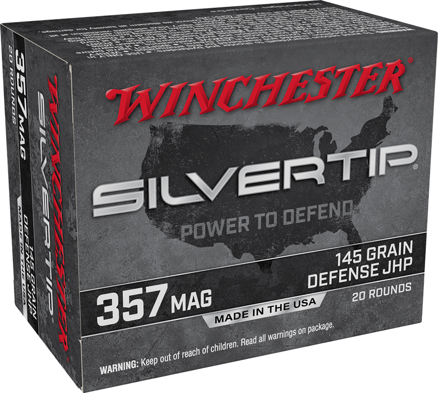 Winchester Ammo W357ST Silvertip 357Mag 145gr Silvertip Jacket Hollow Point 20 Per Box/10 Case