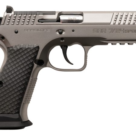 Sarsilmaz SAR7/24SPT 7/24  9mm Luger 17+1 4.40" Stainless Barrel, Matte Stainless Steel Optic Cut/Serrated Slide, Matte Stainless Steel Frame w/Beavertail & Picatinny Rail, Black Polymer Grip