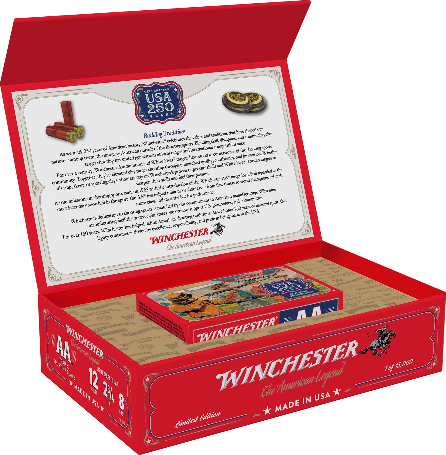 Winchester Ammo AA12250 USA 250th Commemorative Box Series 12Gauge 2.75" 1 1/8oz 8Shot 10 Per Box/6 Case