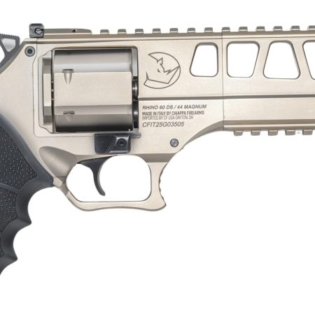 Chiappa Firearms 340351 60DS L Frame 44 Mag 6 Shot 6" Nickel Steel Barrel & Cylinder, Nickel Alloy Frame, Black Hogue Rubber Grip