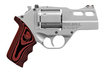 Chiappa Firearms 340353 Rhino 30DSX 357 Mag 6 Shot 3" Stainless Steel Barrel & Cylinder, Stainless Alloy Frame, Black/Red G10 Grip