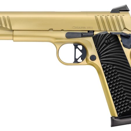 Chiappa Firearms 440233 1911 Superior Full Size Frame 38 Super 8+1 5" Gold Optic Ready/Serrated Slide & Frame, Walnut Grip RMR/RMSc Footprint