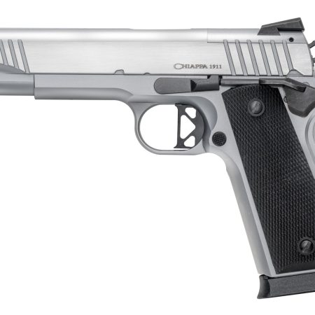 Chiappa Firearms 440234 1911 Superior Full Size Frame 45 ACP 8+1 5" Chrome Optic Ready/Serrated Slide & Frame, Walnut Grip RMR/RMSc Footprint
