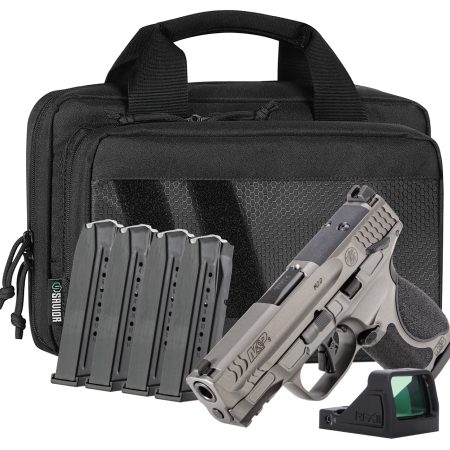 Smith & Wesson 14804 M&P M2.0 Bundle 9mm Luger 15+1 3.60" Black Armornite Barrel, Tungsten Gray Cerakote Stainless Steel Serrated w/Optic Slide, Tungsten Gray Cerakote Aluminum Frame w/Picatinny Rail,