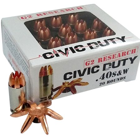 G2 Research G00620 Civic Duty  40S&W 122gr Copper Expansion Projectile 20 Per Box/25 Case