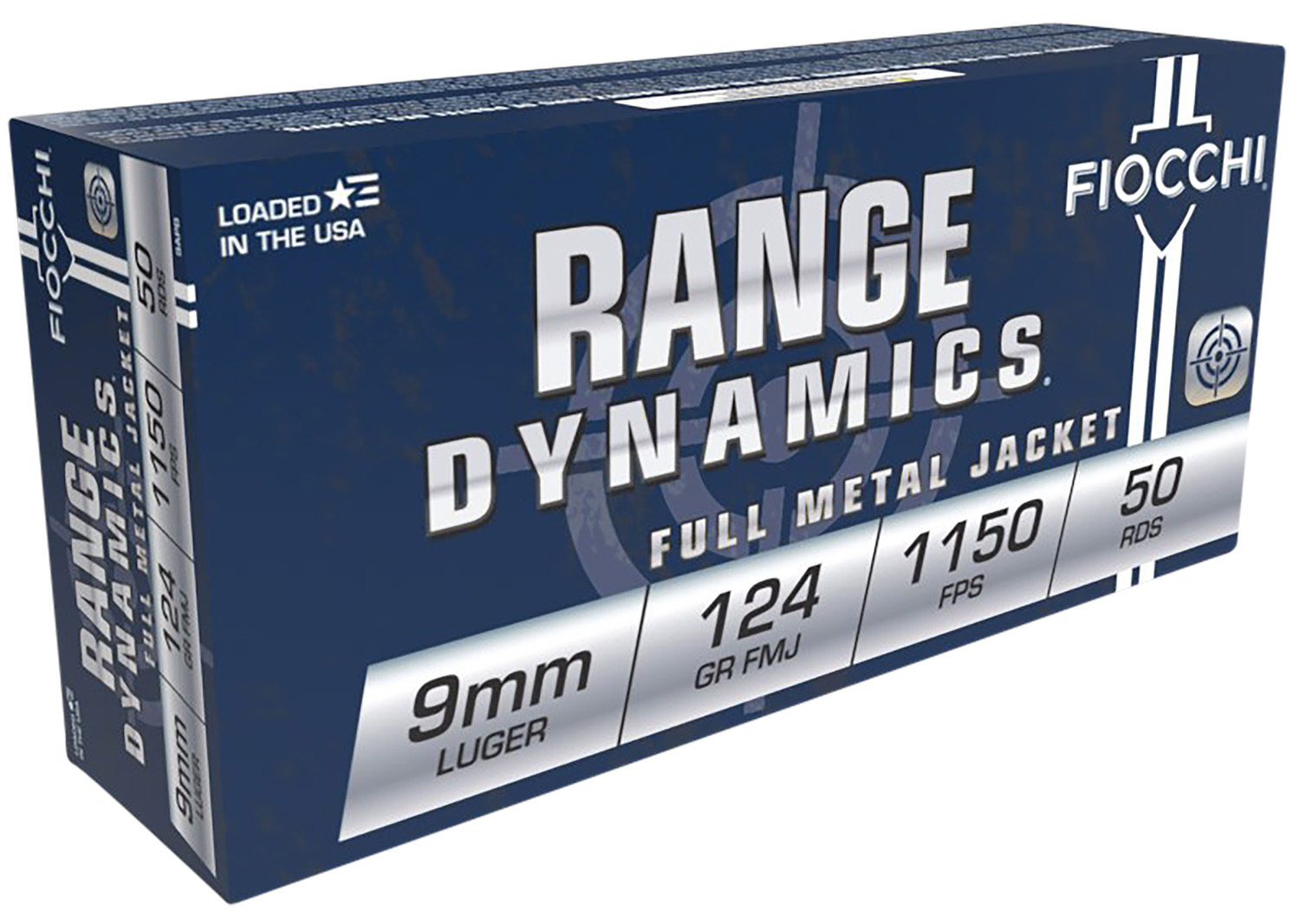 Fiocchi 9APB Range Dynamics 9mmLuger 124gr Full Metal Jacket 50 Per Box/20 Case