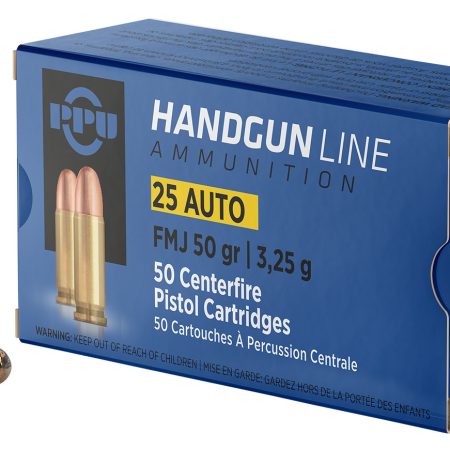 PPU PPH25 Handgun  25ACP 50gr Full Metal Jacket 50 Per Box/20 Case