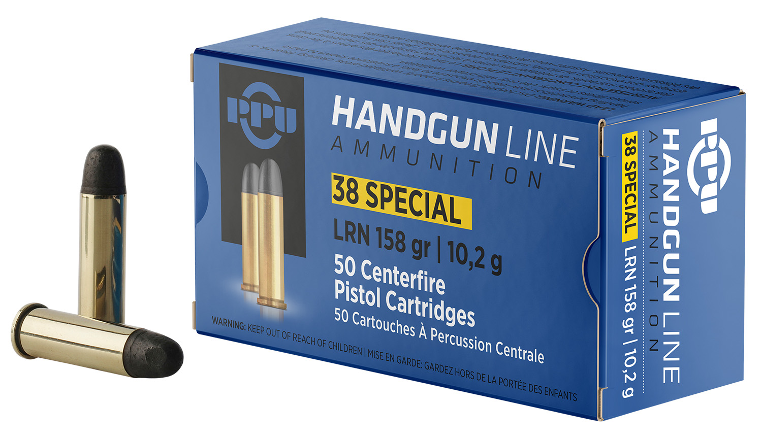 PPU PPH38SL Handgun 38Special 158gr Lead Round Nose 50 Per Box/10 Case