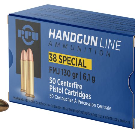 PPU PPH38SF Handgun  38Special 130gr Full Metal Jacket 50 Per Box/10 Case