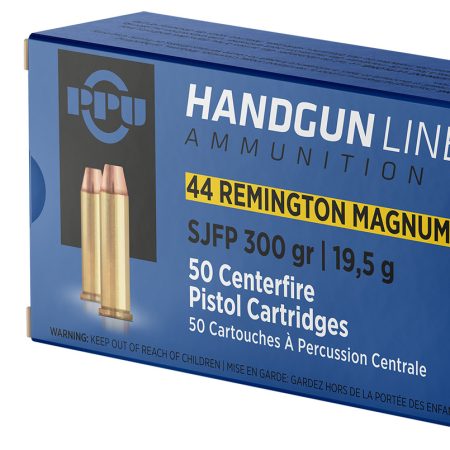 PPU PPH44MF Handgun  44RemMag 300gr Semi Jacketed Flat Point 50 Per Box/10 Case