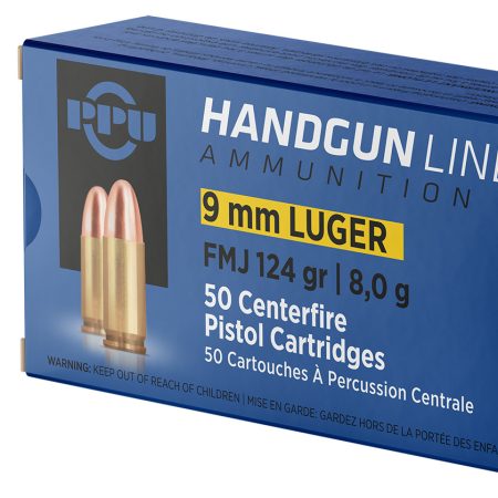 PPU PPH9F2 Handgun  9mmLuger 124gr Full Metal Jacket 50 Per Box/20 Case